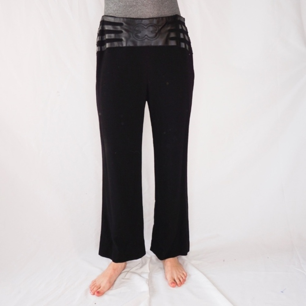 Escada RARE Logo Wool Black Pants 42 Trouser